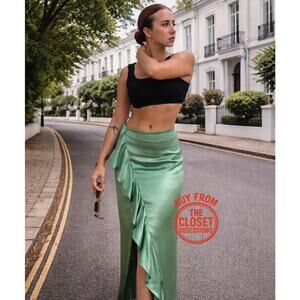 ZARA High Waisted Ruffle Midi Skirt NWT